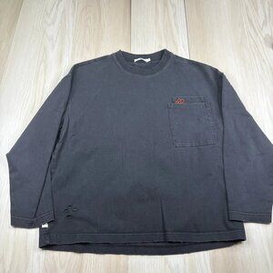 FFO Mens Black Goodbox 3/4 Sleeve Crew Neck Double Pocket Embroidered T-Shirt L